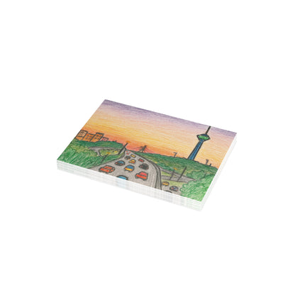 Tehran Sunset Postcard – Milad Tower Skyline (Crayon Style)