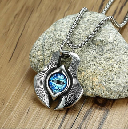 Men’s Titanium Steel Evil Eye Guardian Pendant Necklace