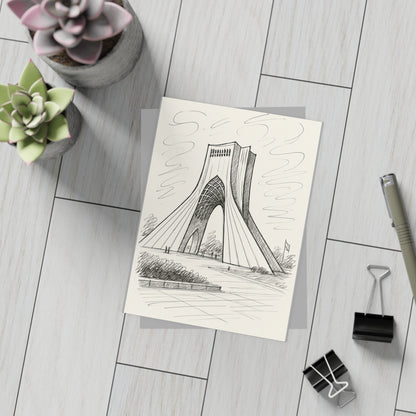 Azadi Tower Ink Line-Drawing Postcard Bundle (Envelopes Included)