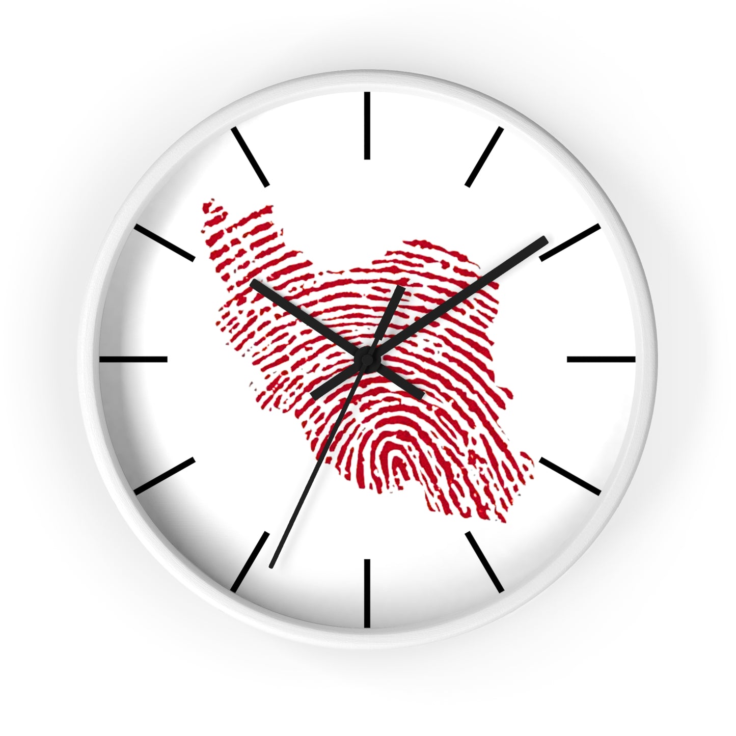 Iran Fingerprint Wall Clock – Red Iran Map Thumbprint Clock | Persian Pride Home Decor, Modern Silent Wall Clock
