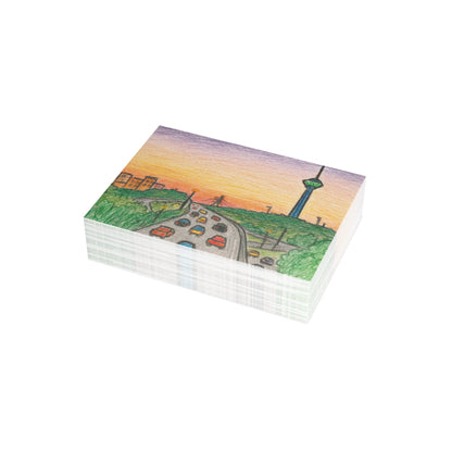 Tehran Sunset Postcard – Milad Tower Skyline (Crayon Style)
