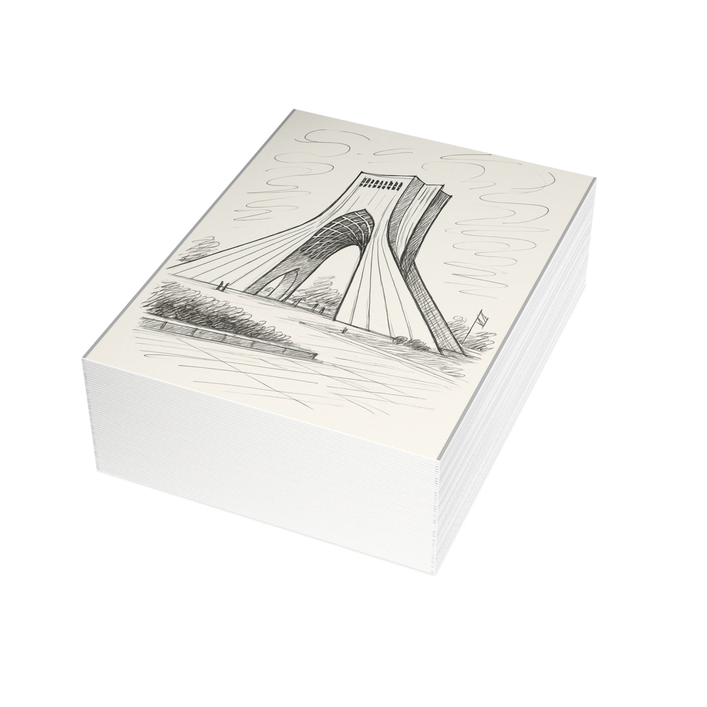 Azadi Tower Ink Line-Drawing Postcard Bundle (Envelopes Included)