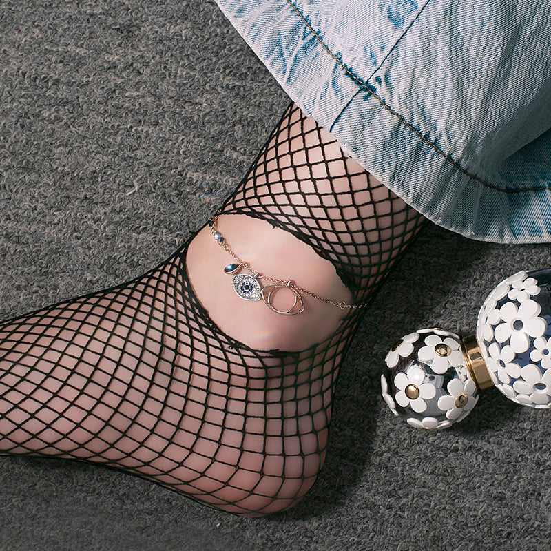 Simple Rose Gold Evil Eye Anklet