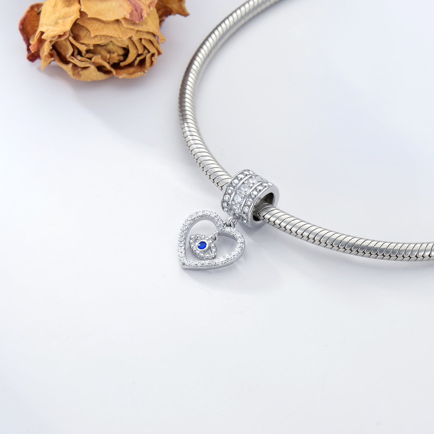 Heart Evil Eye Charm (925 Silver)