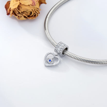 Heart Evil Eye Charm (925 Silver)