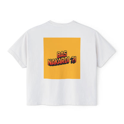 Bas Kon Iran !! / Bas Nakardi?! Graphic Women's Boxy Tee — Retro Pop Art Slogan Shirt