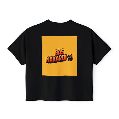 Bas Kon Iran !! / Bas Nakardi?! Graphic Women's Boxy Tee — Retro Pop Art Slogan Shirt