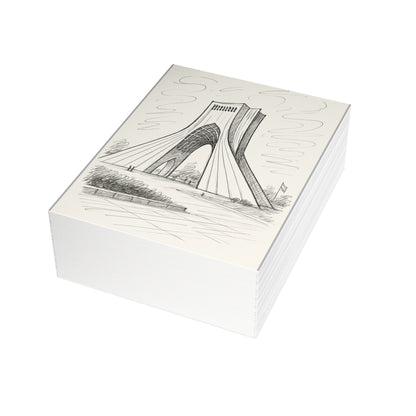 Azadi Tower Ink Line-Drawing Postcard Bundle (Envelopes Included)