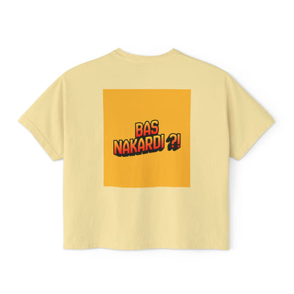Bas Kon Iran !! / Bas Nakardi?! Graphic Women's Boxy Tee — Retro Pop Art Slogan Shirt