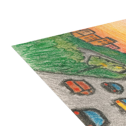 Tehran Sunset Postcard – Milad Tower Skyline (Crayon Style)