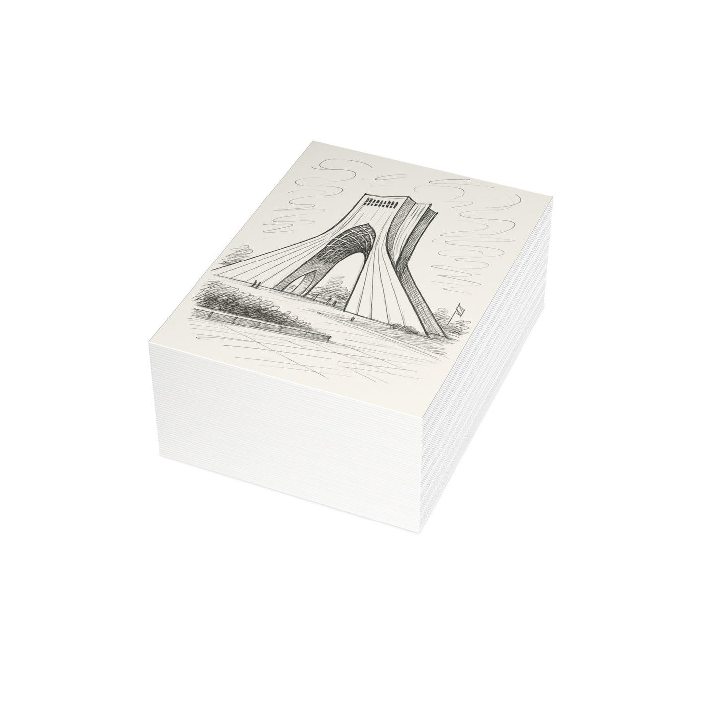 Azadi Tower Ink Line-Drawing Postcard Bundle (Envelopes Included)