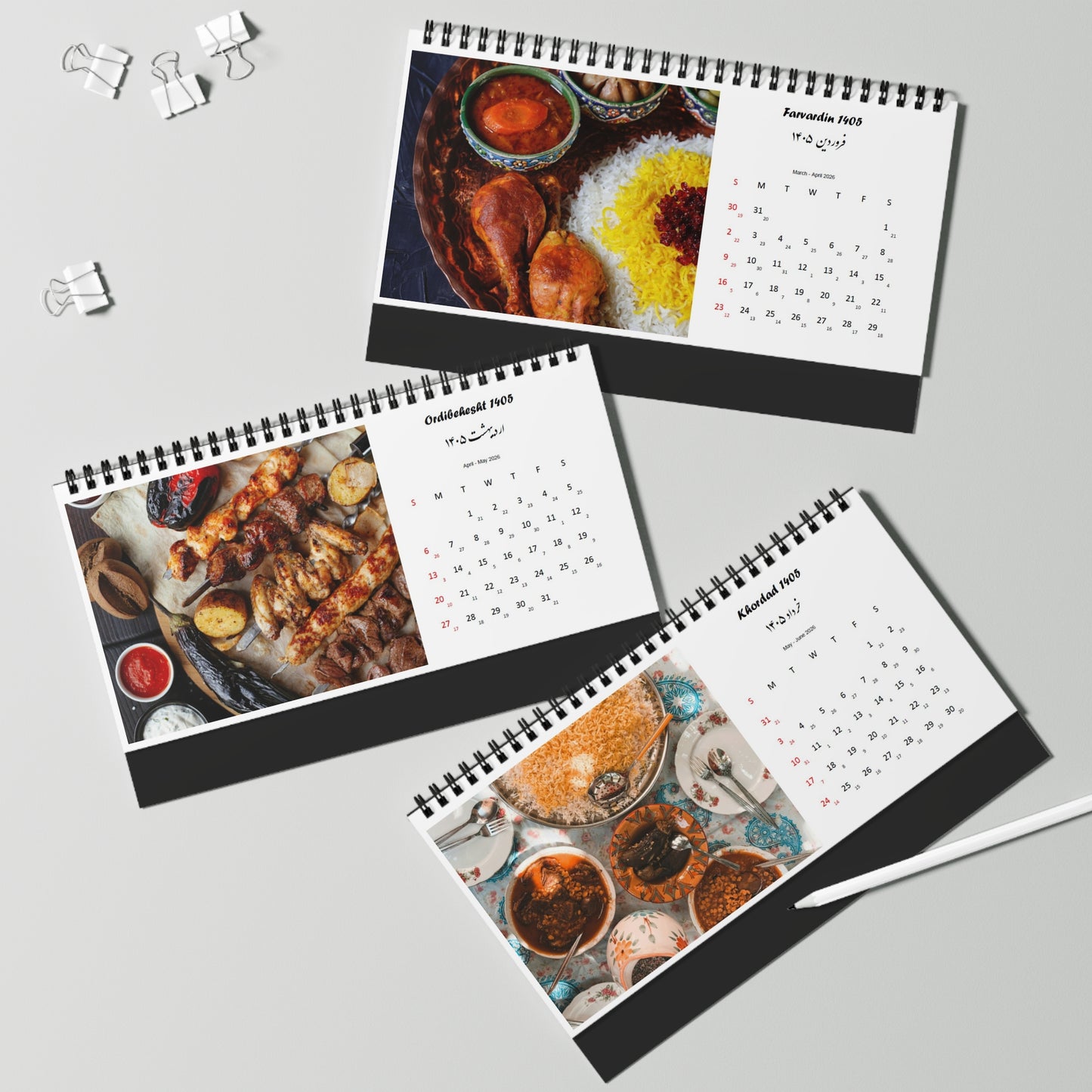 Limited Edition Persian Hijri Shamsi Desk Calendar 1406 (Mar 2027–Feb 2028) — Iranian Landmarks