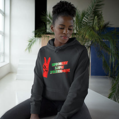 Peace & Freedom Hoodie — Red Victory Hand Graphic with "Now We Are Free" Text