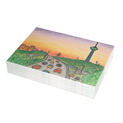 Tehran Sunset Postcard – Milad Tower Skyline (Crayon Style)