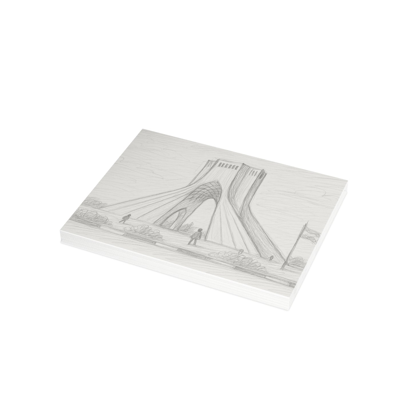 Azadi Tower Pencil Sketch Postcard Bundle with Envelopes