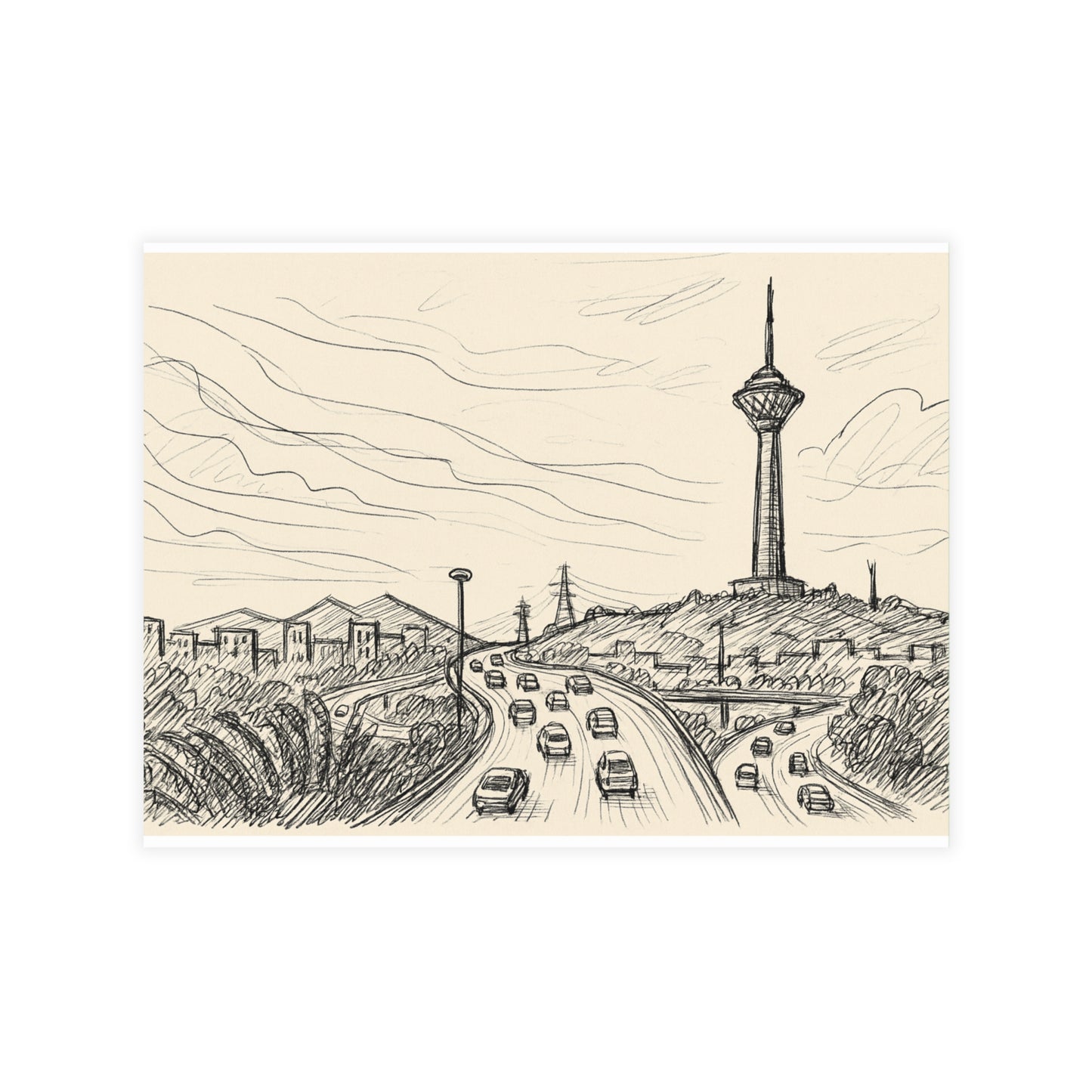 Tehran Milad Tower Postcard Bundle with Envelopes