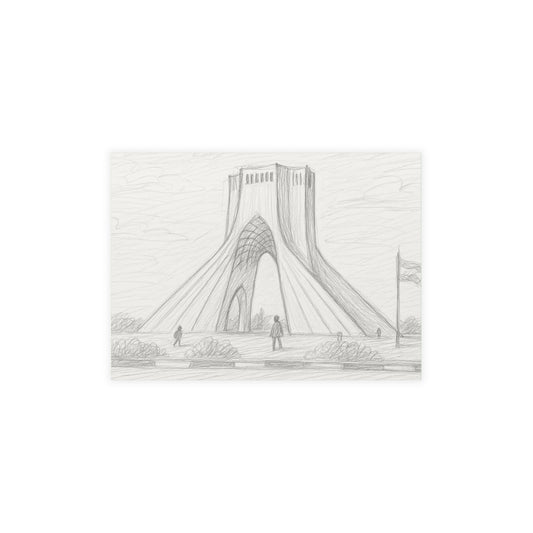 Azadi Tower Pencil Sketch Postcard Bundle with Envelopes