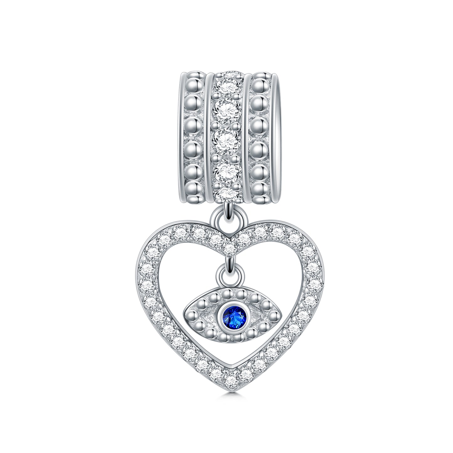 Heart Evil Eye Charm (925 Silver)