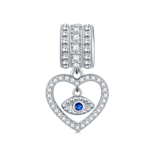 Heart Evil Eye Charm (925 Silver)