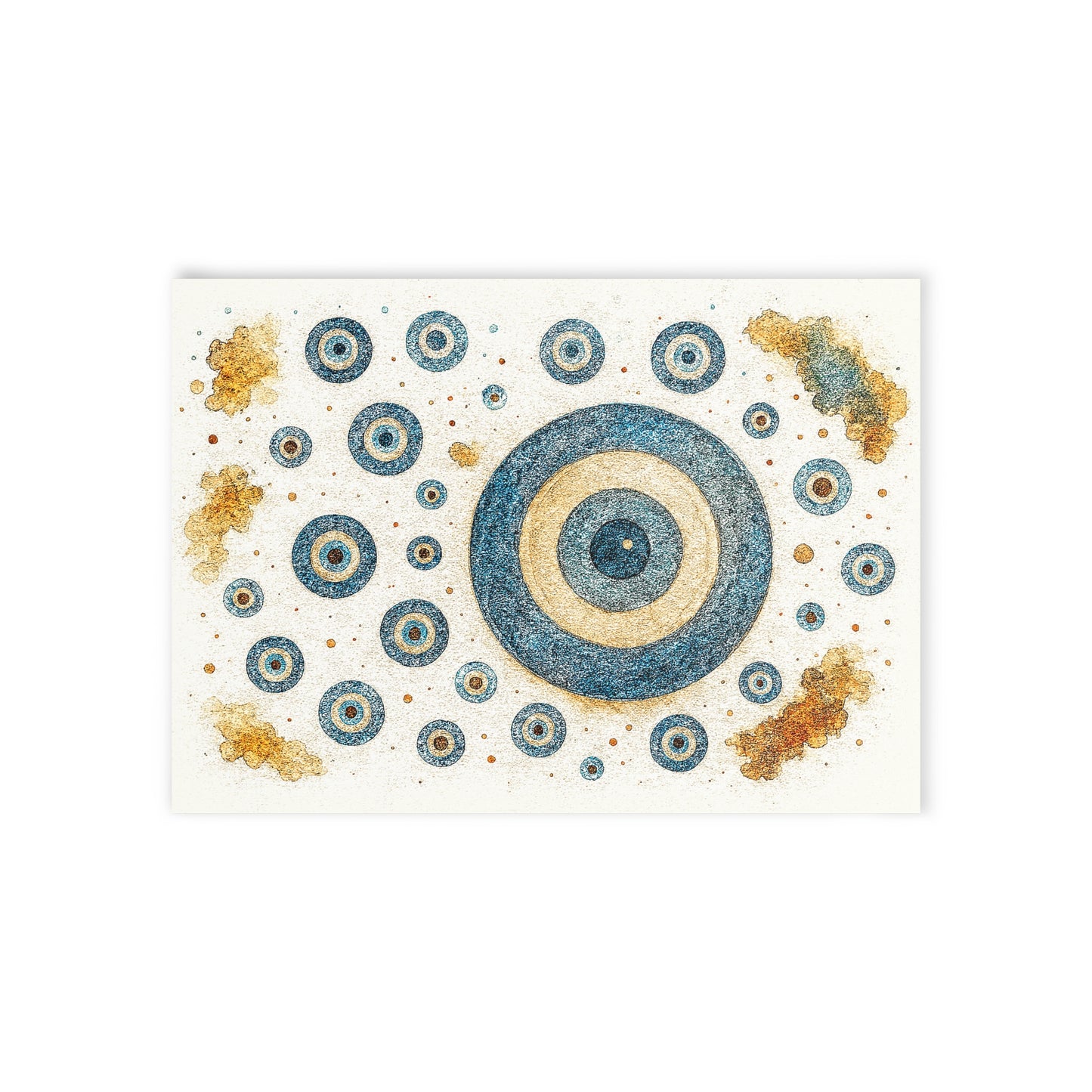 Blue & Orange Evil Eye Holiday Card — Watercolor Constellation Art