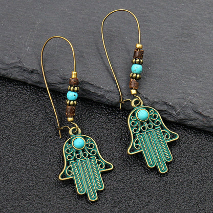 Hamsa Evil Eye Long Earrings