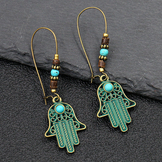 Hamsa Evil Eye Long Earrings