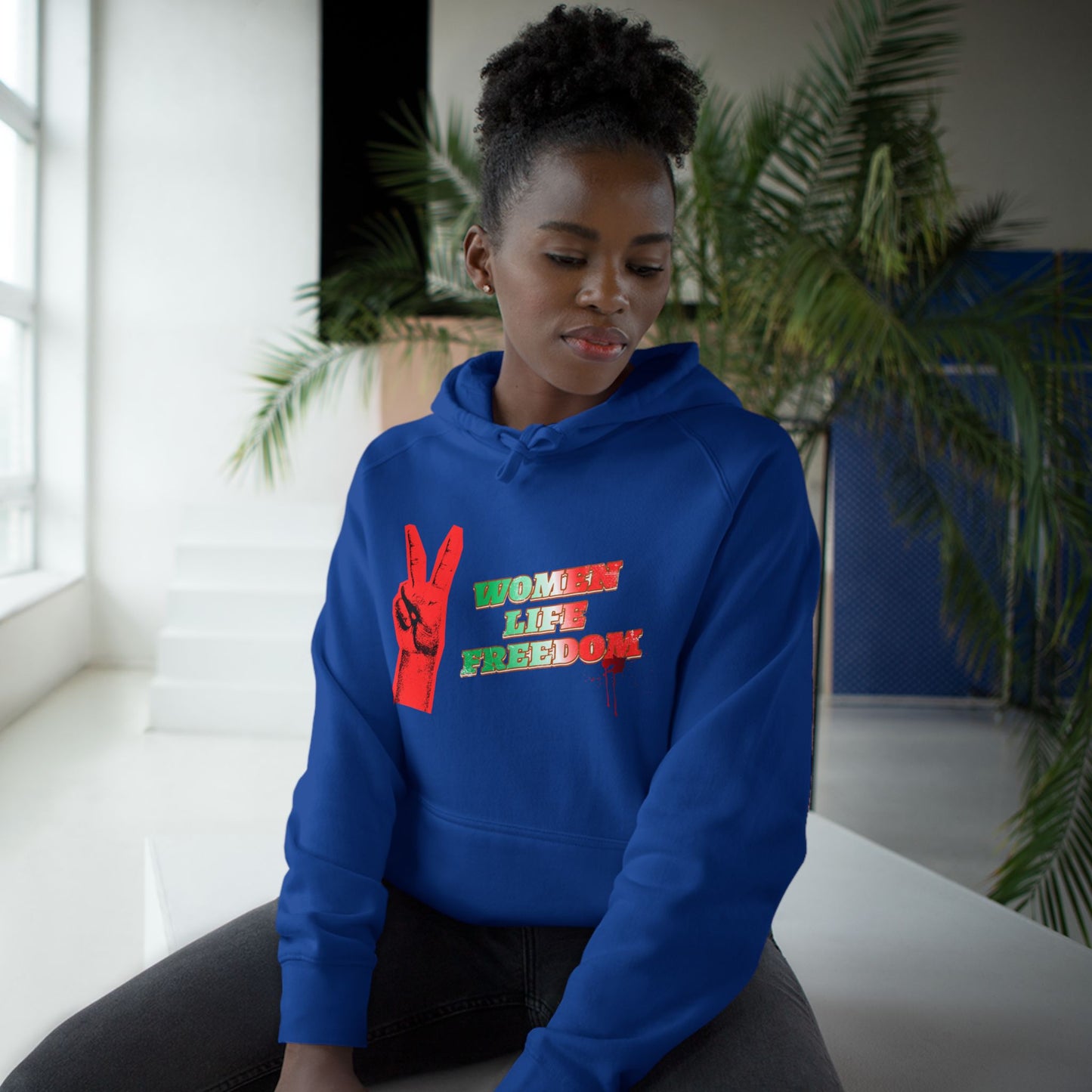 Peace & Freedom Hoodie — Red Victory Hand Graphic with "Now We Are Free" Text