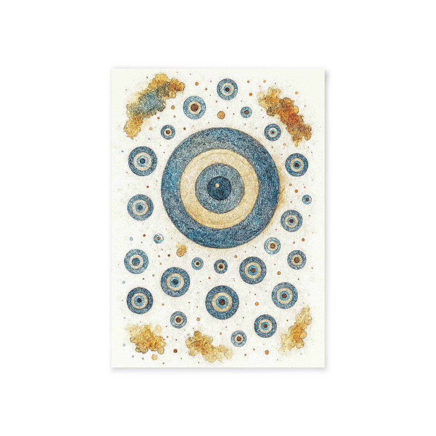 Blue & Orange Evil Eye Holiday Card — Watercolor Constellation Art