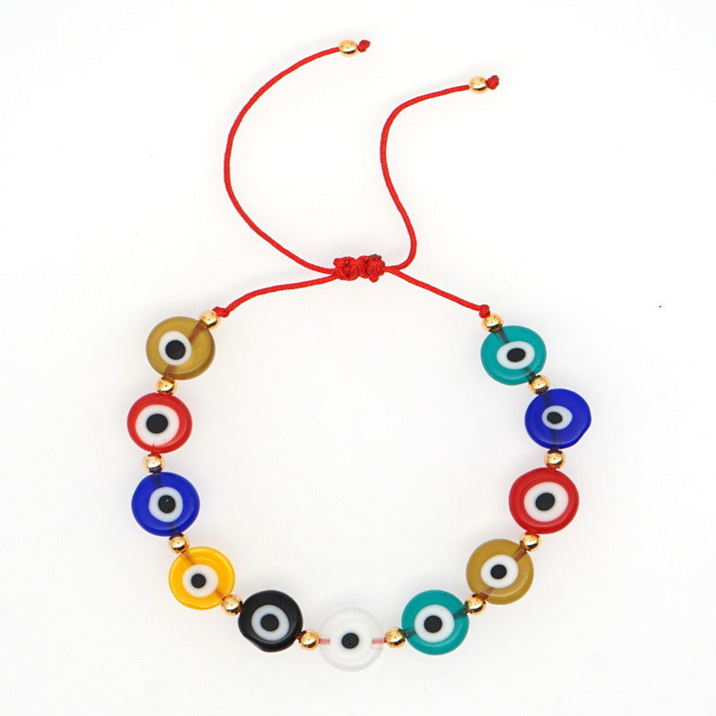 Braided Evil Eye Bead Bracelet (Multiple Colors)