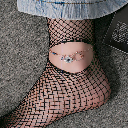 Simple Rose Gold Evil Eye Anklet