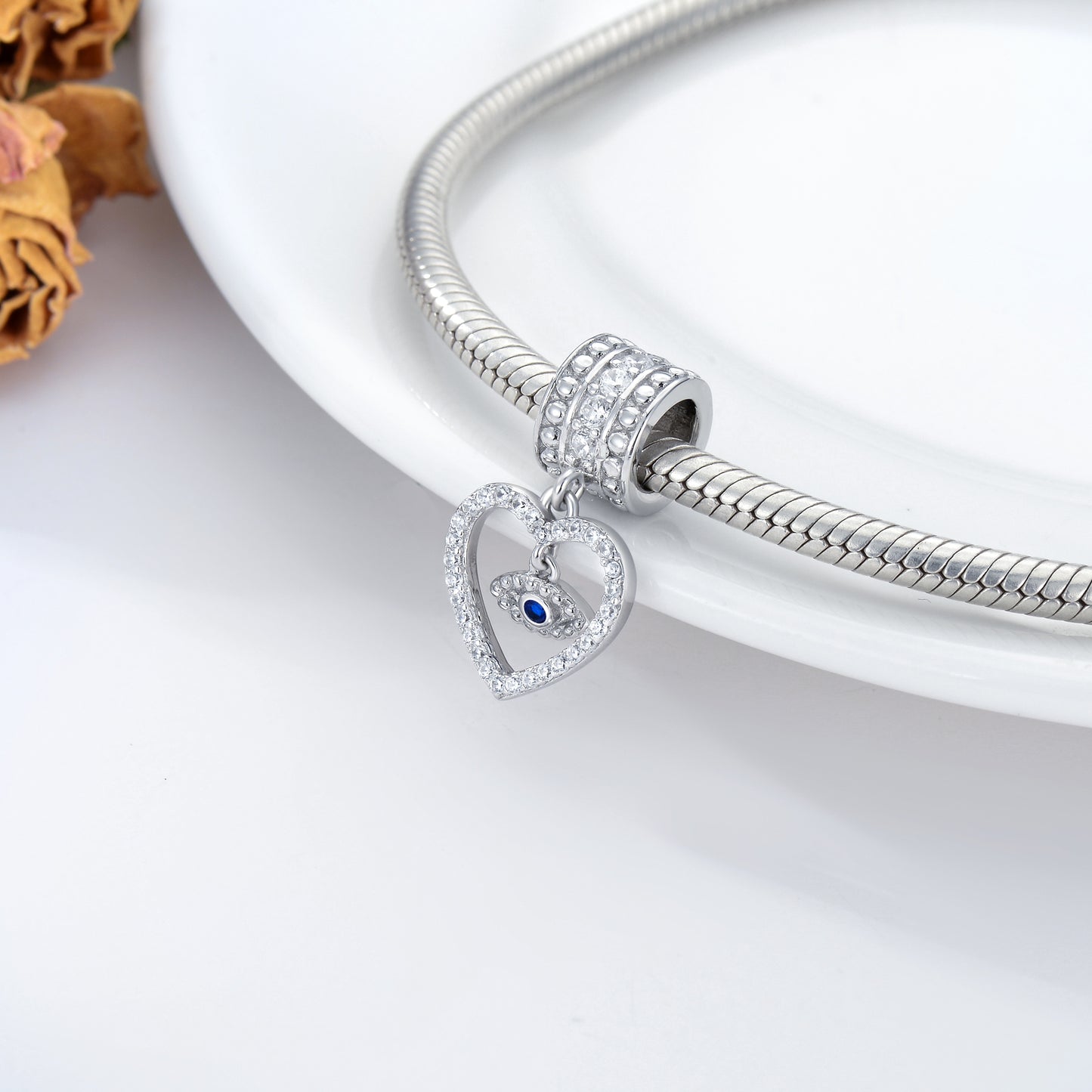 Heart Evil Eye Charm (925 Silver)
