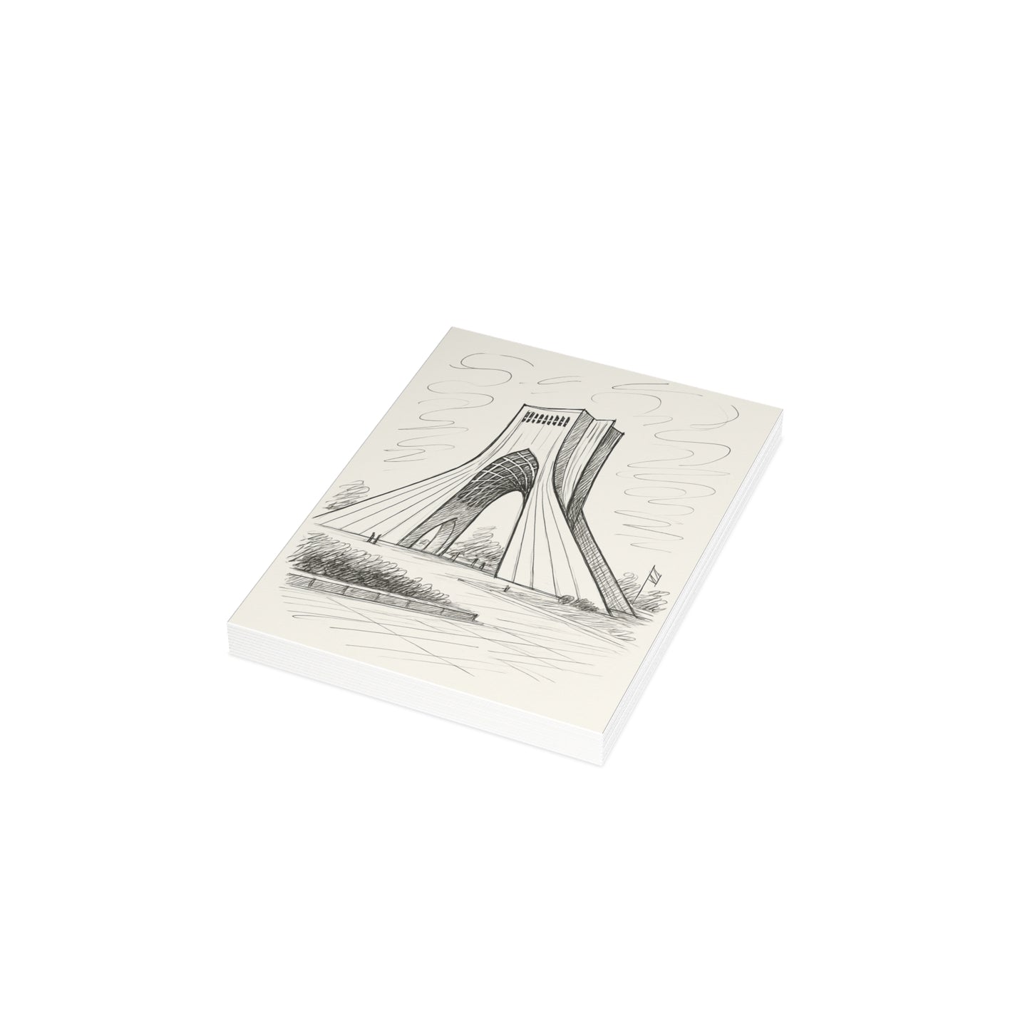 Azadi Tower Ink Line-Drawing Postcard Bundle (Envelopes Included)
