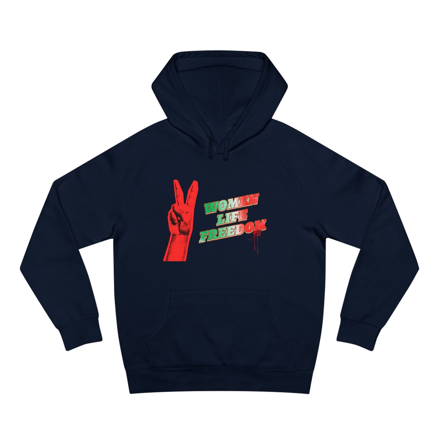 Peace & Freedom Hoodie — Red Victory Hand Graphic with "Now We Are Free" Text