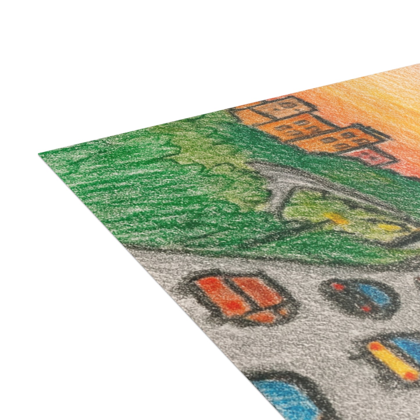 Tehran Sunset Postcard – Milad Tower Skyline (Crayon Style)