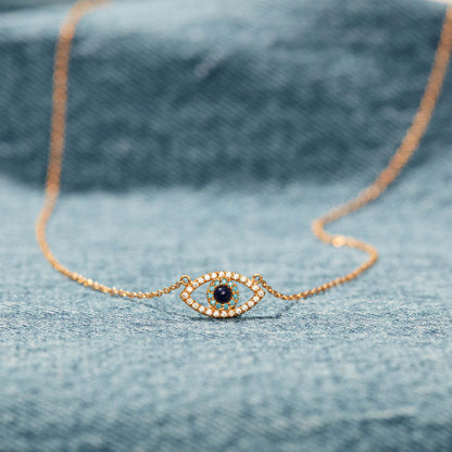 Gold Evil Eye Clavicle Necklace – Electroplated Silver