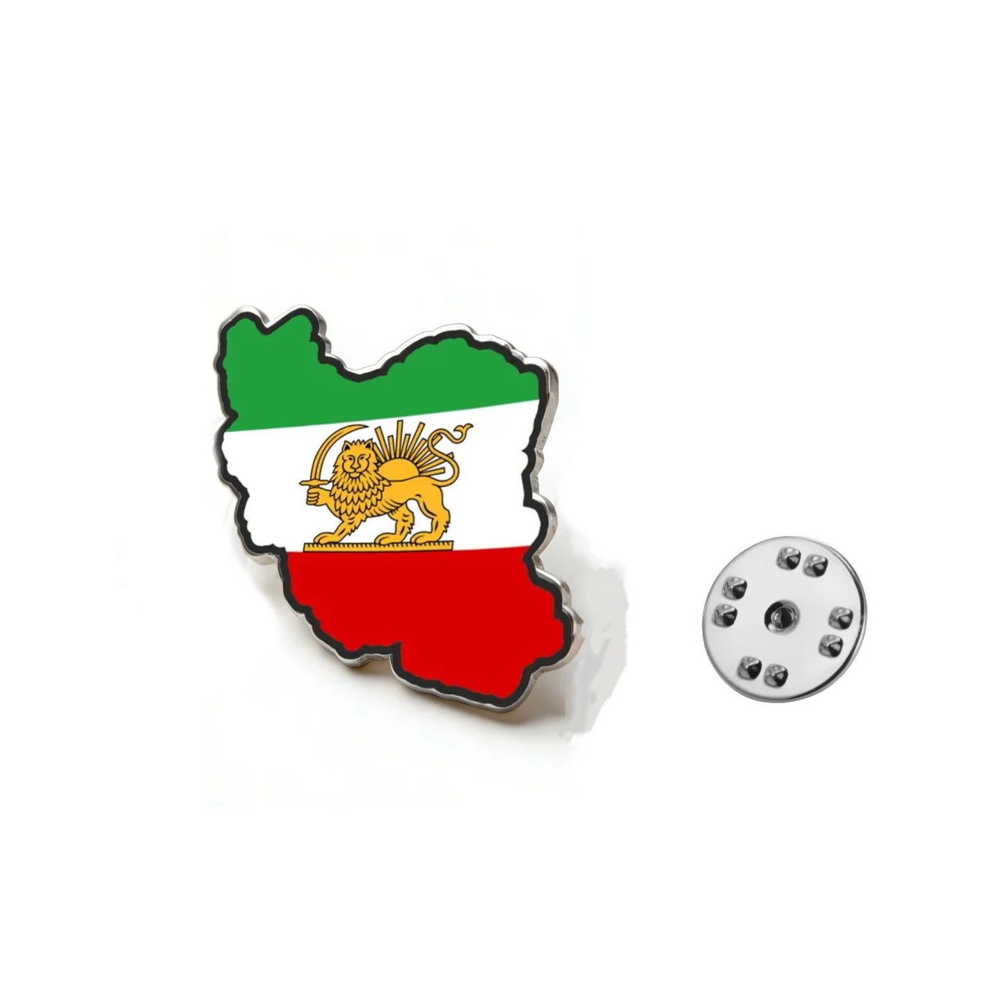 Persian Lion and Sun Symbol Brooch – Steel Lapel Pin