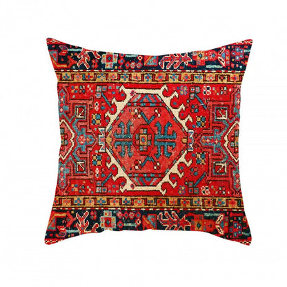 Turkish–Persian Red Pattern Pillow Cover – Bohemian Linen Cushion (45×45 cm)