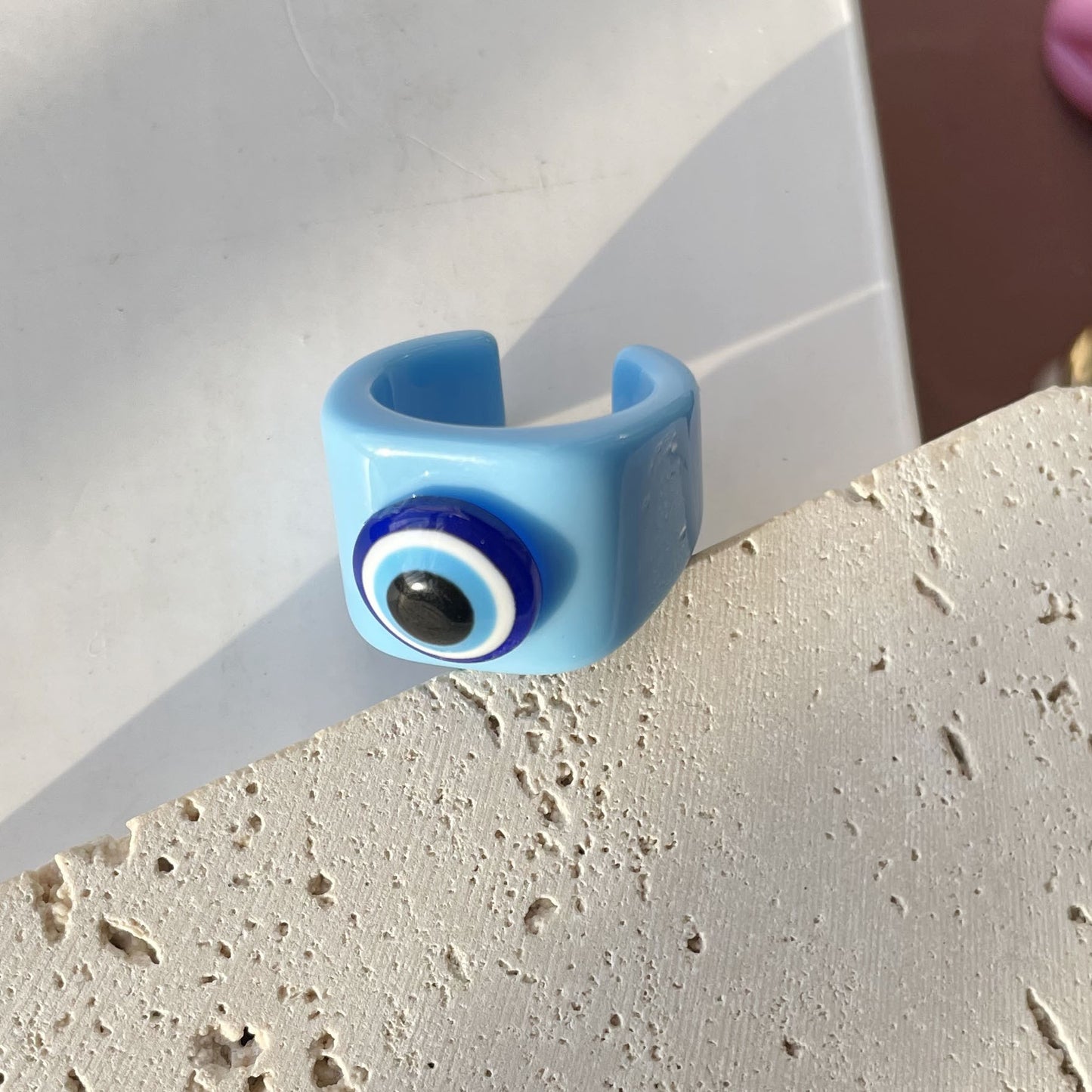 Colorful Acrylic Evil Eye Adjustable Ring